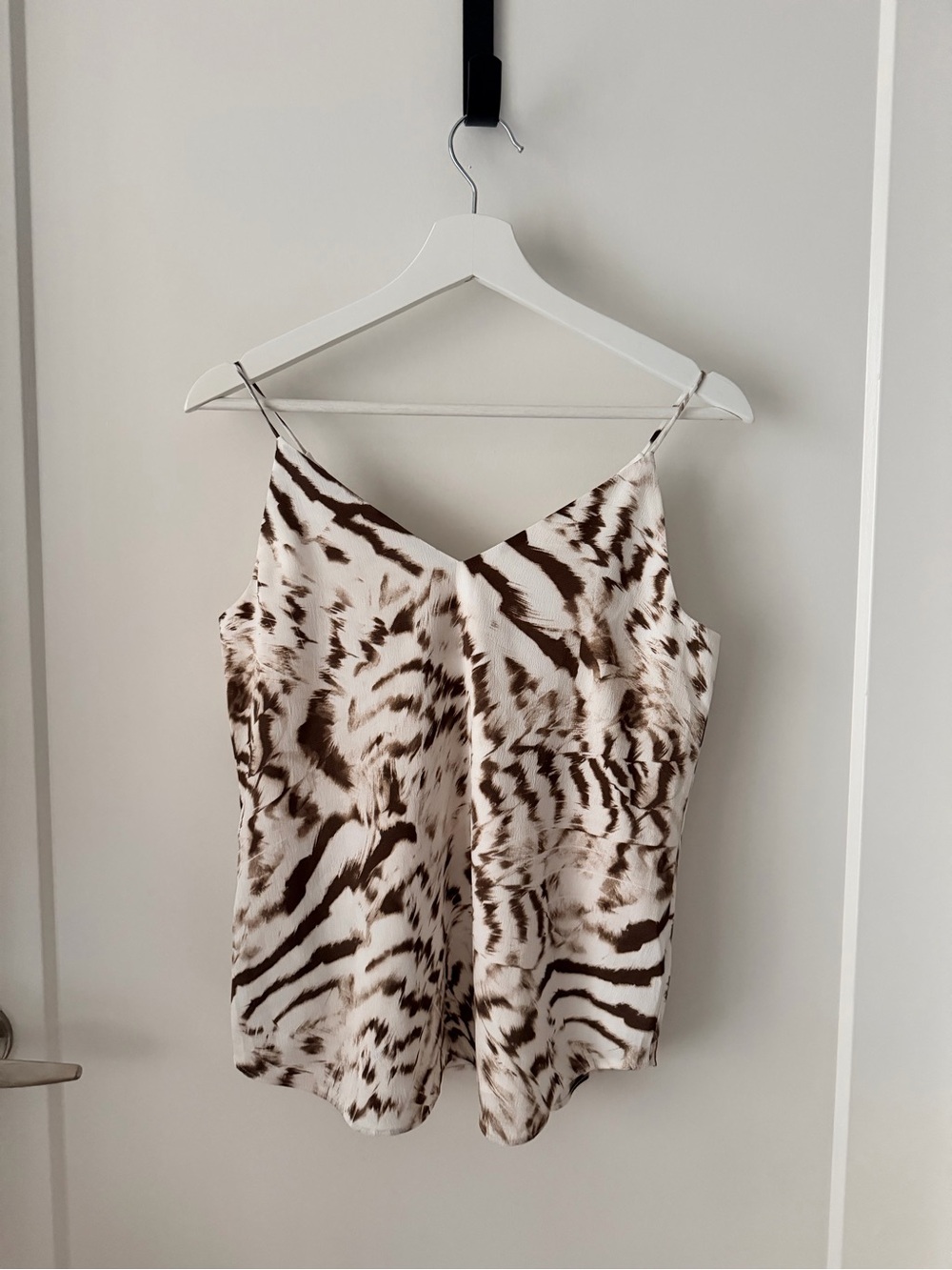 Express Satin Animal Print Cami - Brown & Cream